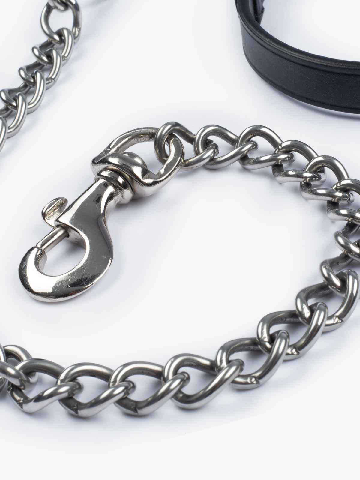 Chain Lead Rope - Black Leather