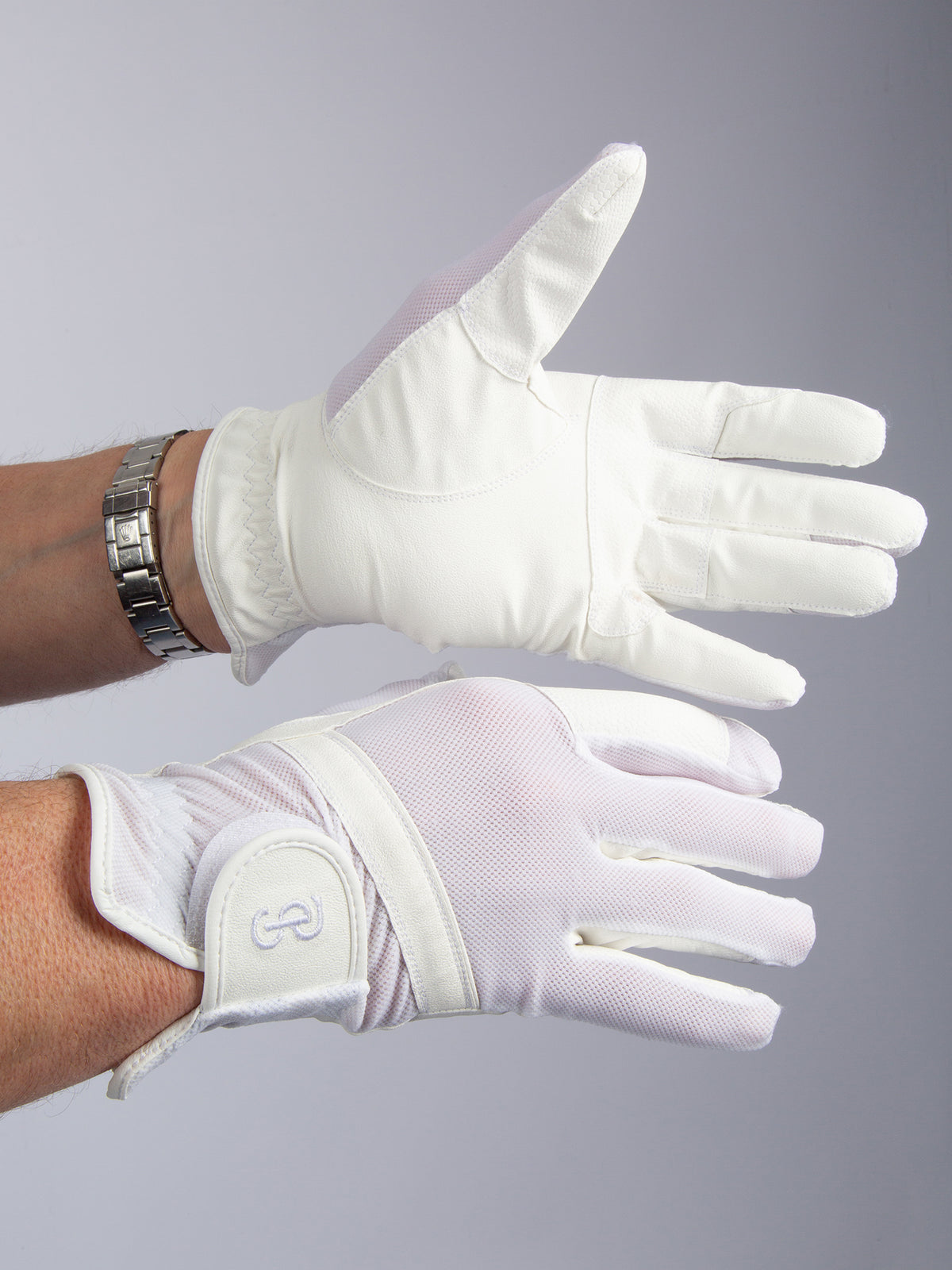 Mens Mesh Riding Gloves White