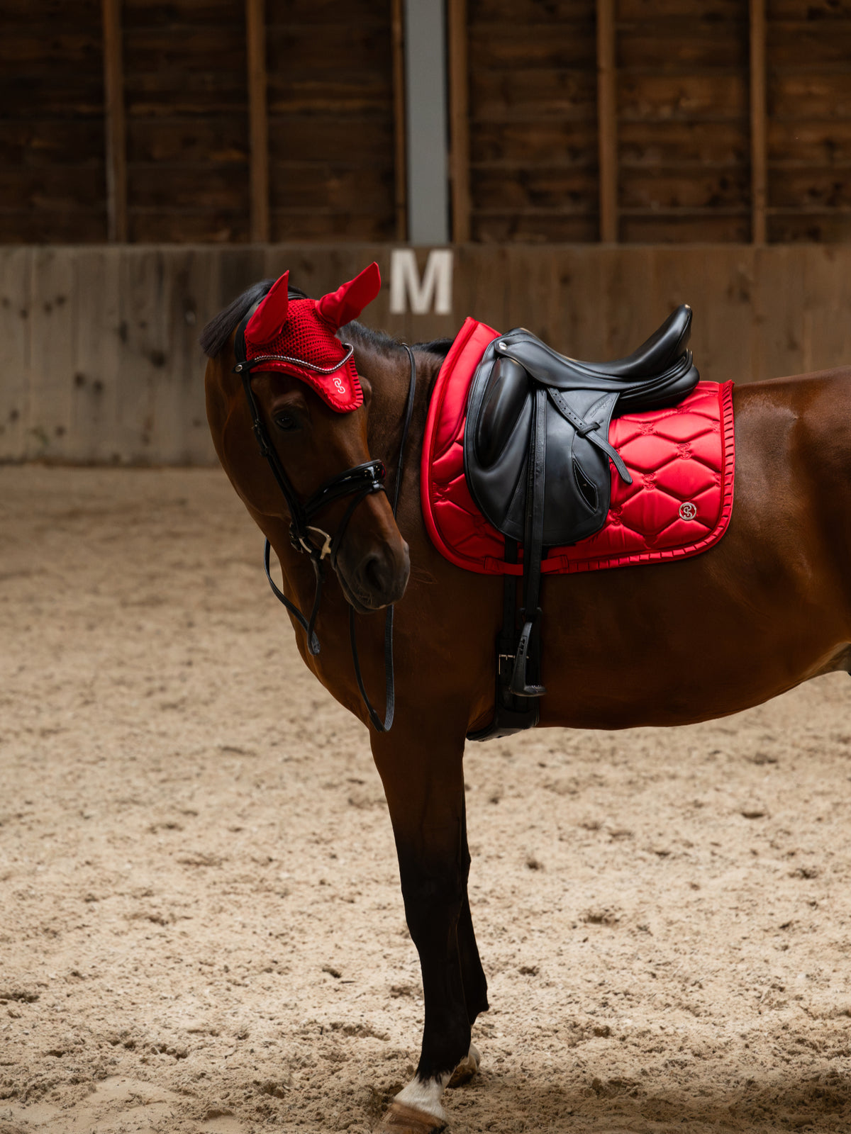 Saddle Pad Dressage Ruffle - Cranberry Red