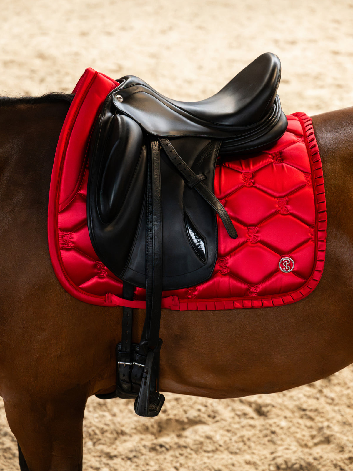 Saddle Pad Dressage Ruffle - Cranberry Red