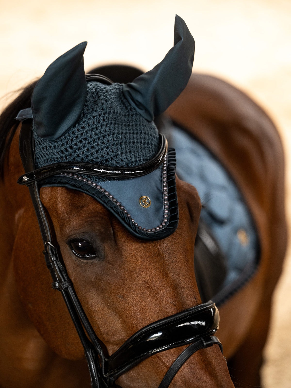 Saddle Pad Dressage Ruffle Pearl - Shadow Blue