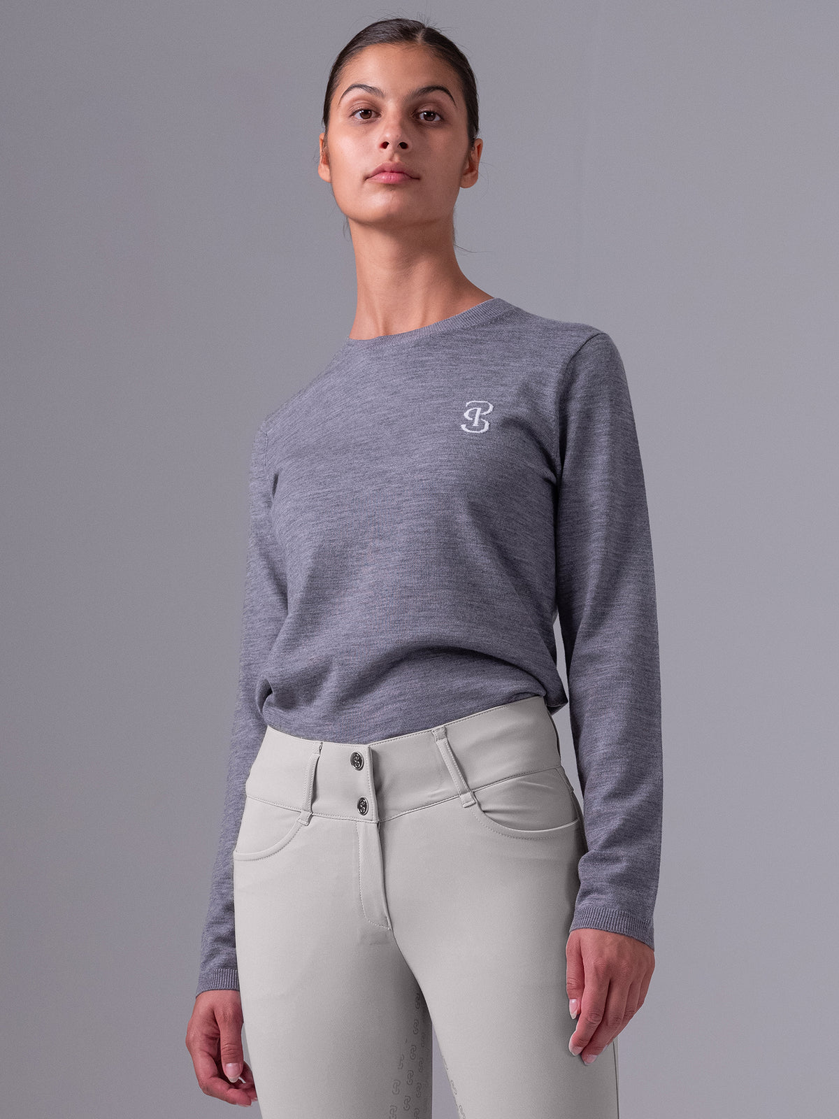 PS Logo Knit Sweater Mid Grey Melange