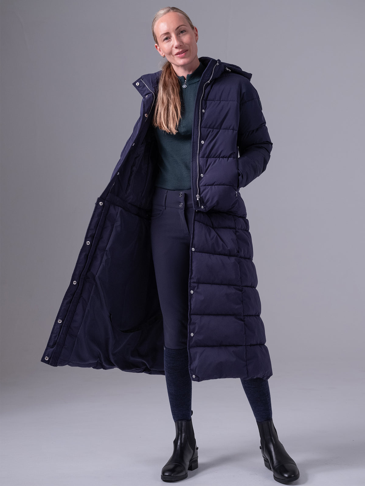 Diane Detachable Puffer Coat - Navy