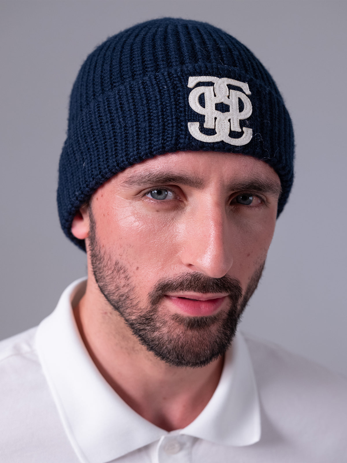 Lou Felt Monogram Beanie - Navy