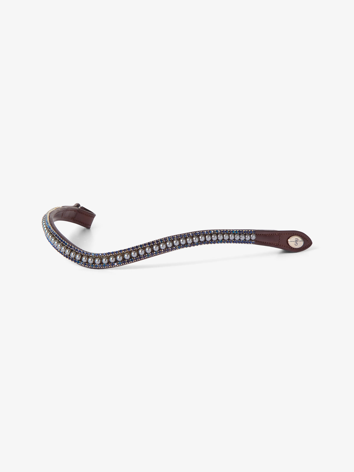 Browband Classic Pearl Shadow Blue - Brown Leather