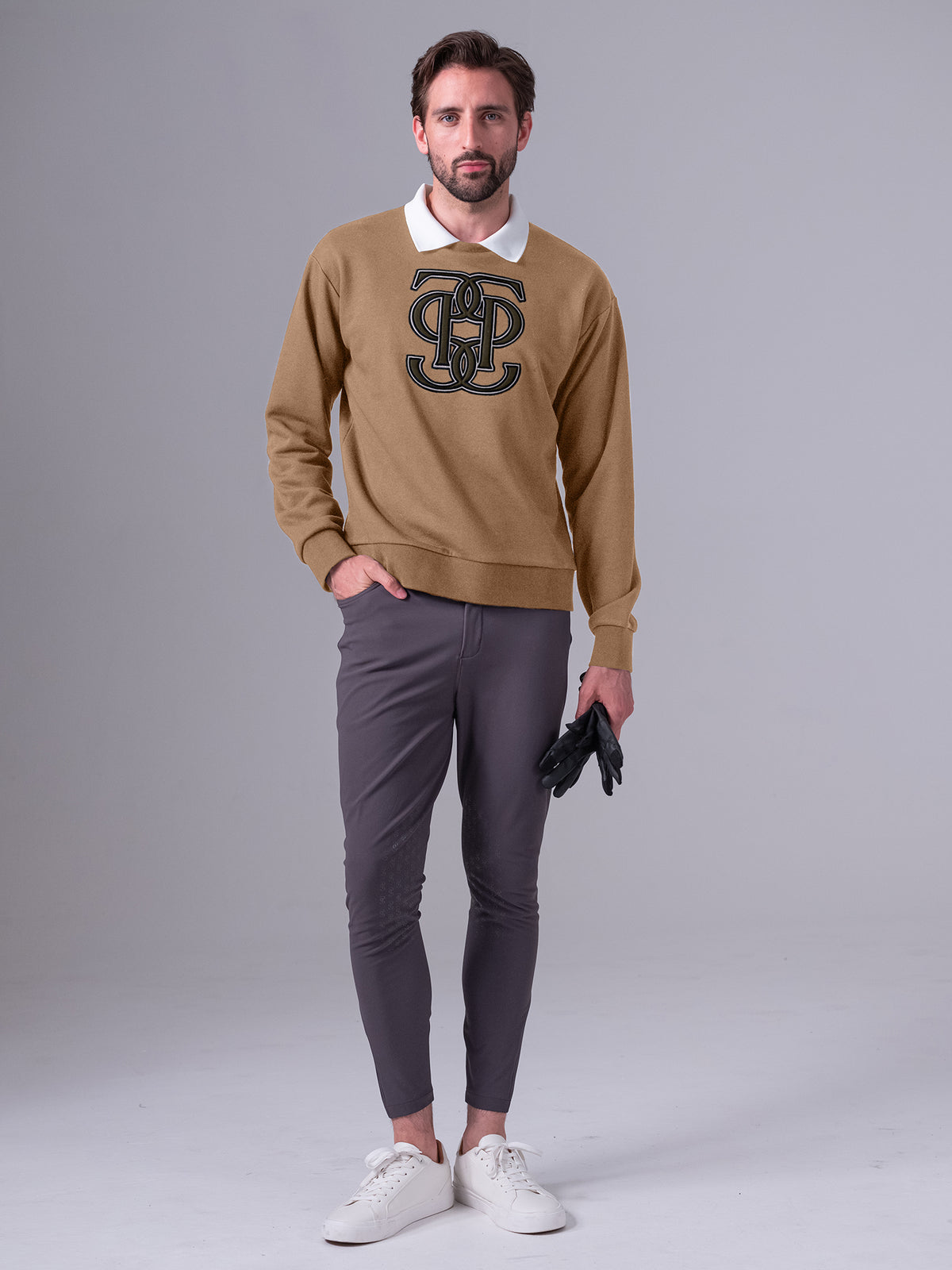 Carl Monogram Sweatshirt - Camel