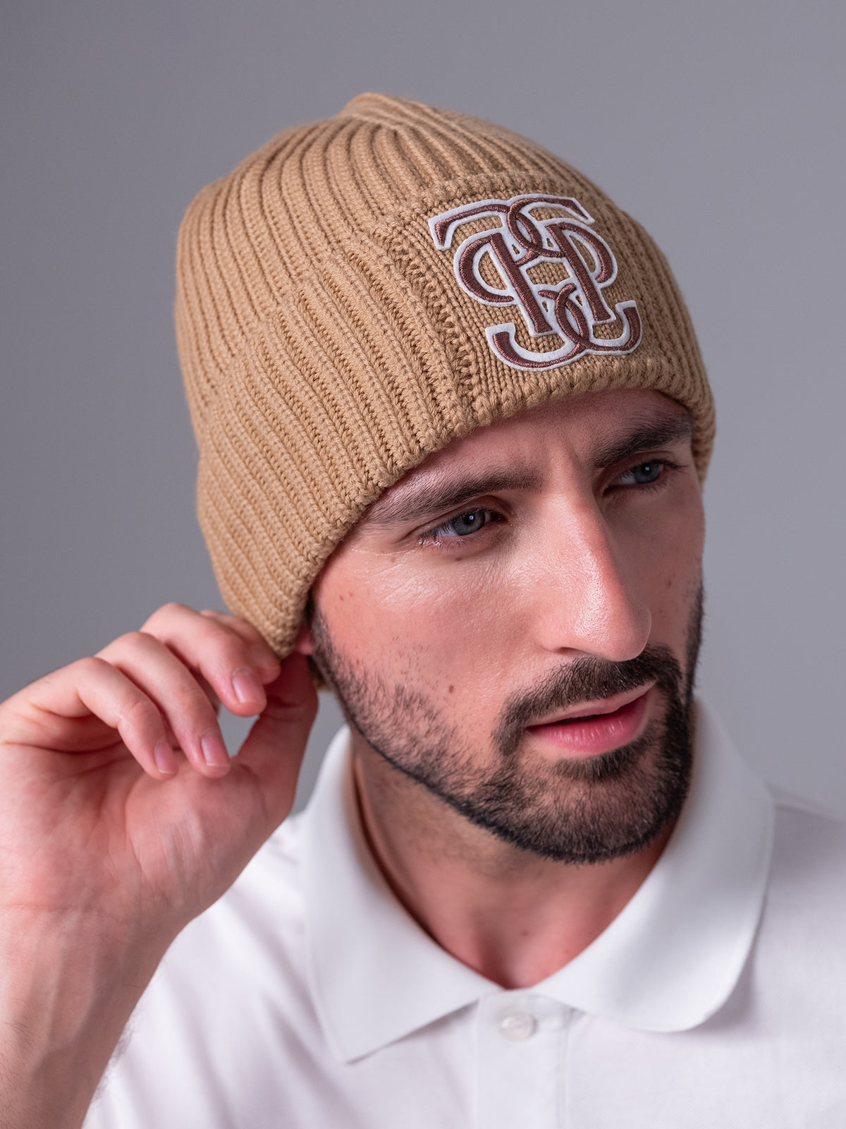 Rio Twill Monogram Beanie Camel