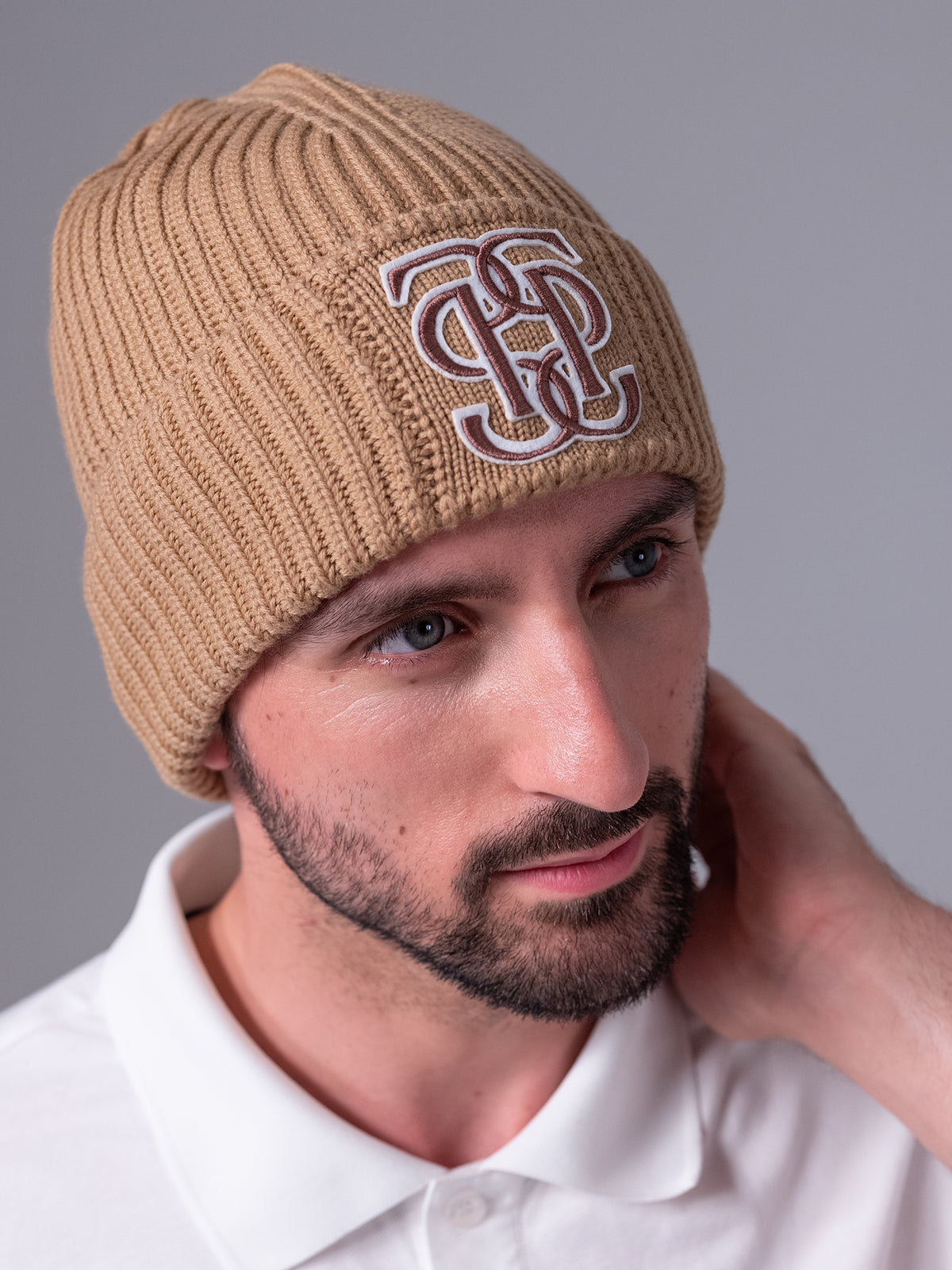 Rio Twill Monogram Beanie Camel