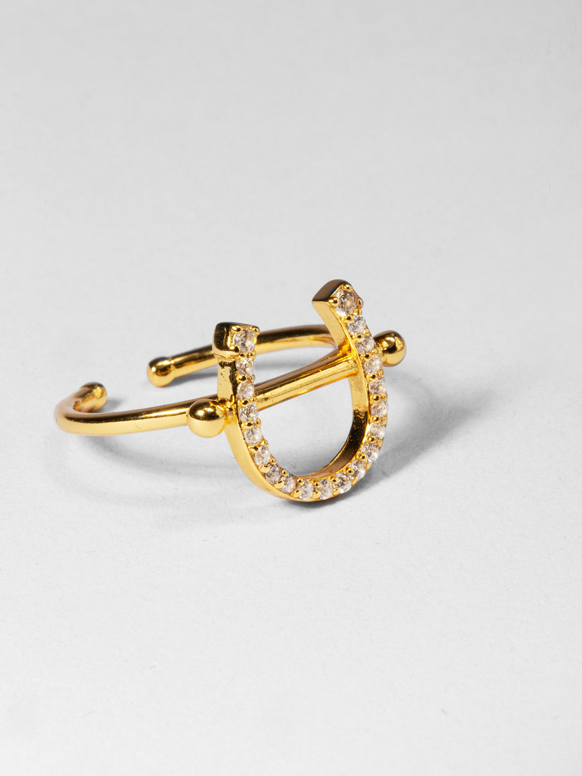 Pierced Horse Shoe Ring Gold