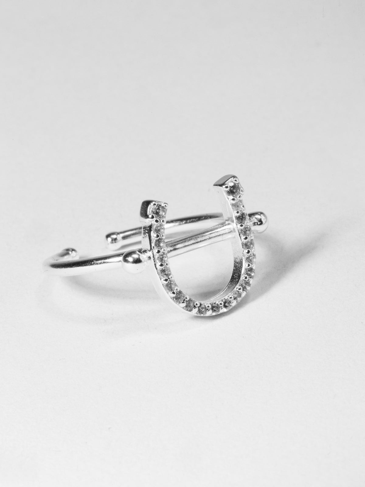 Pierced Horse Shoe Ring Silver