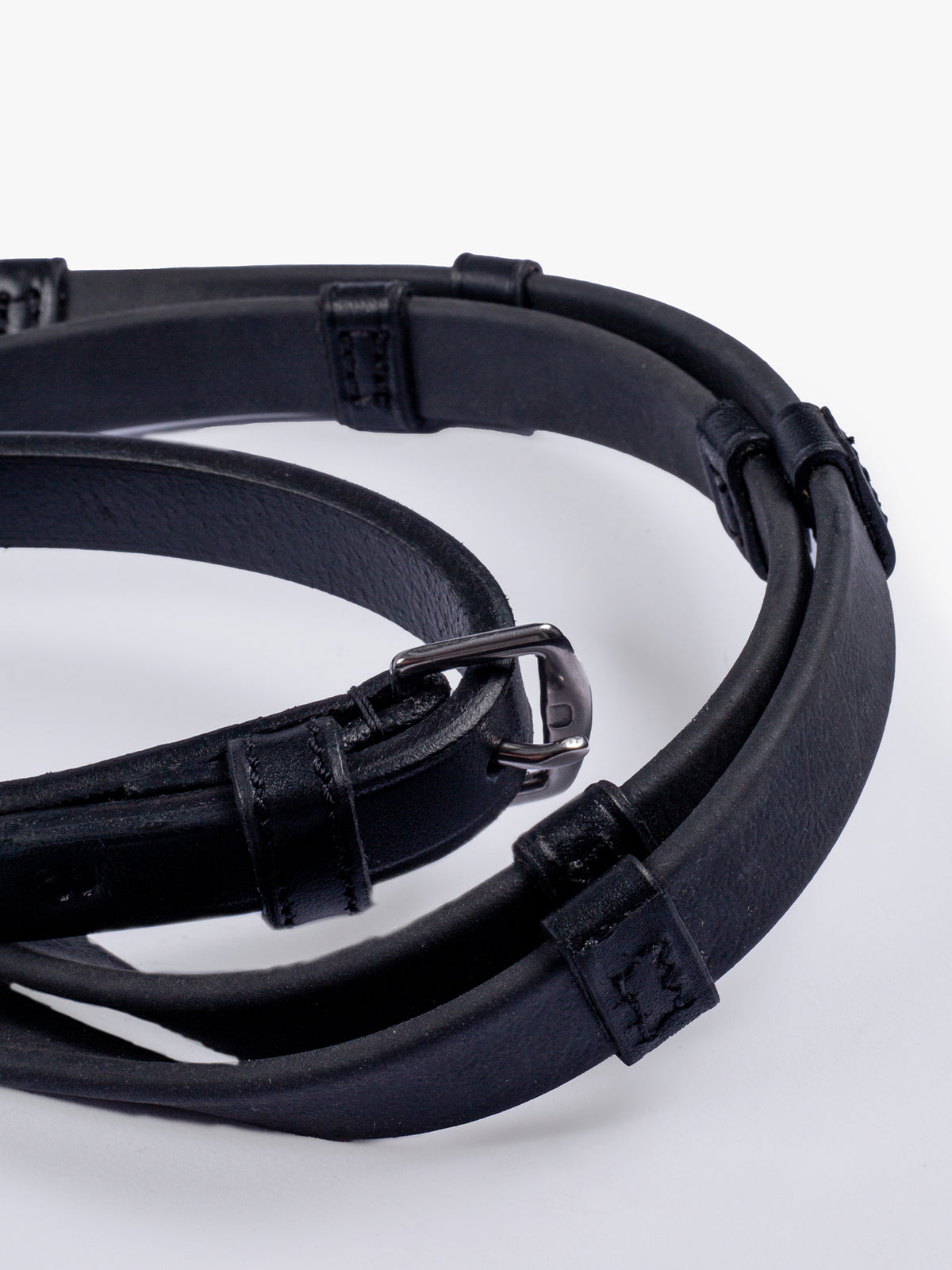 Reins Rubber Rome Black Leather