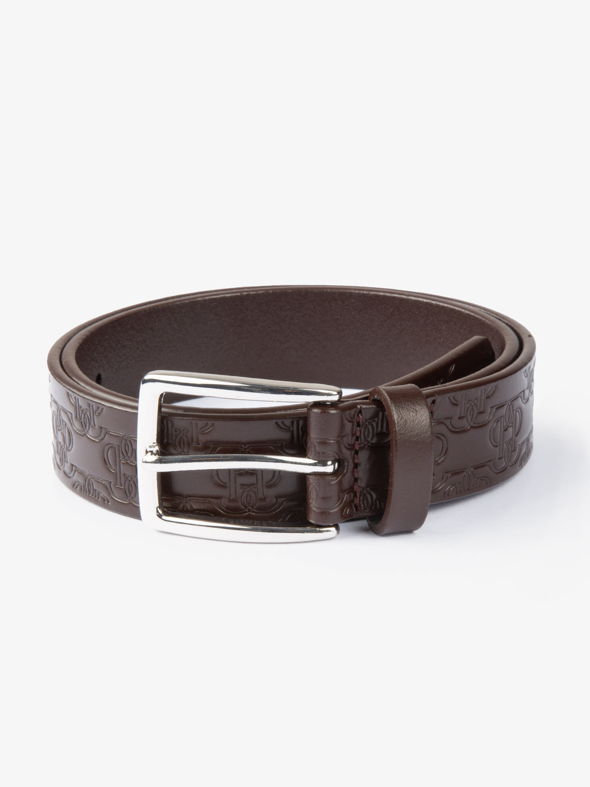 Monogram Leather Belt Brown