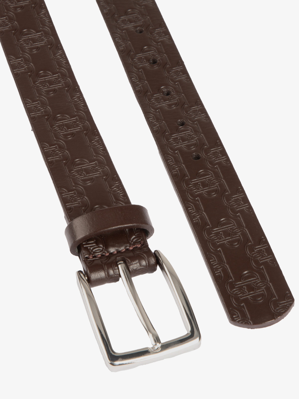 Monogram Leather Belt Brown