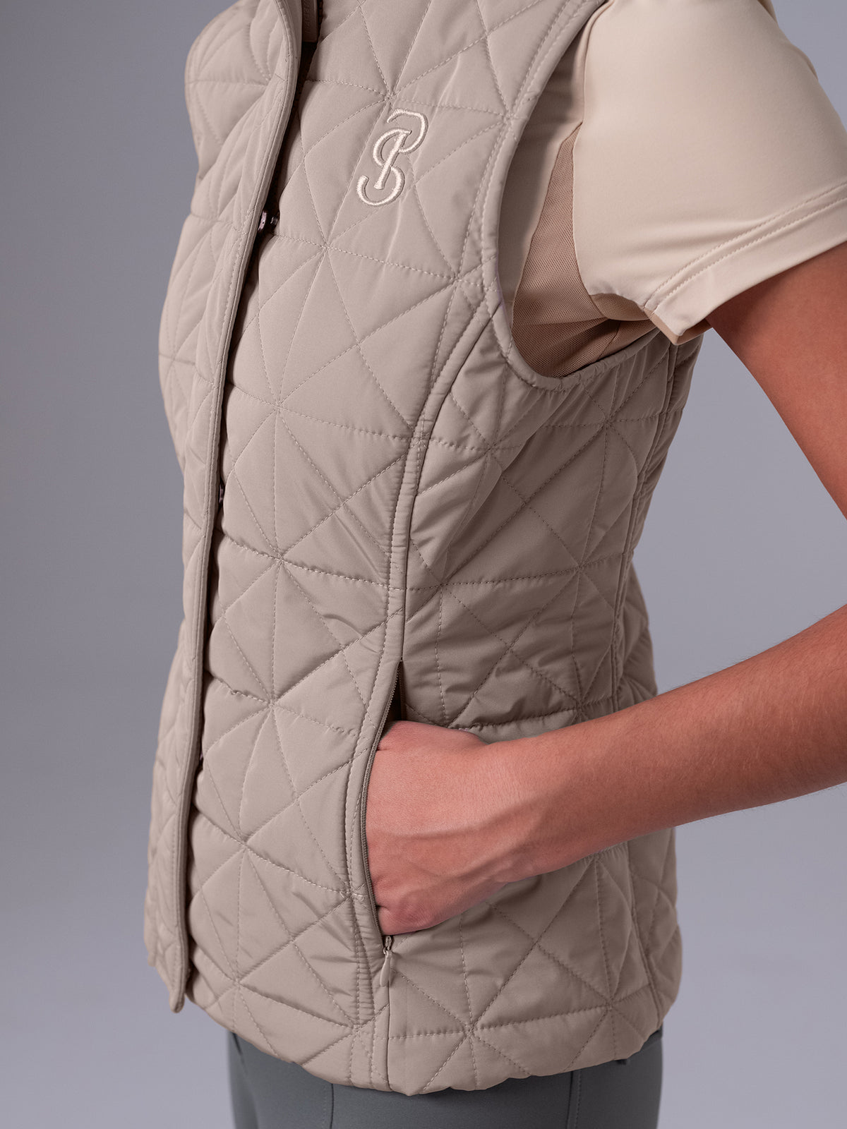 Goldie Quilted Vest - Greige