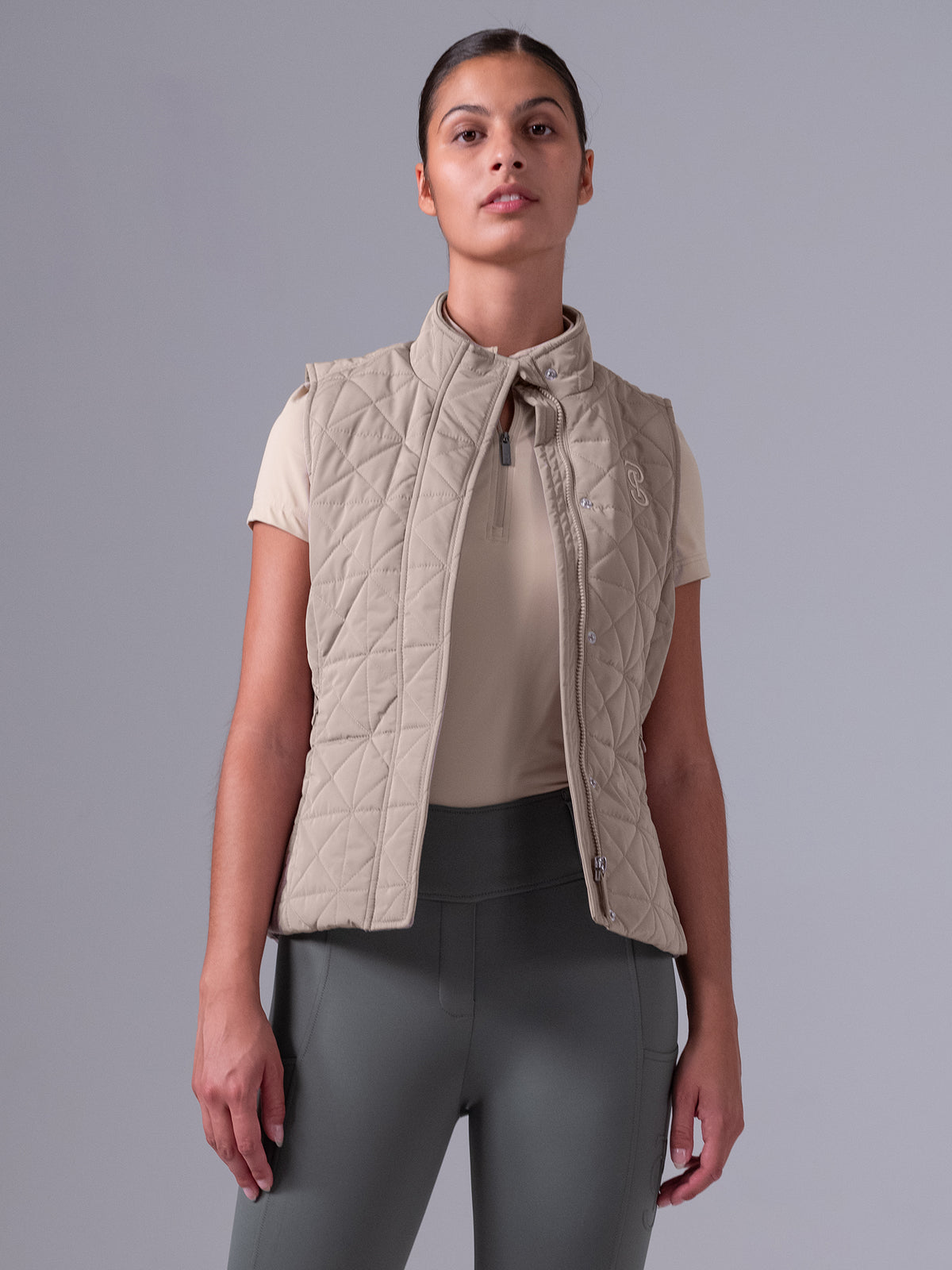Goldie Quilted Vest Greige