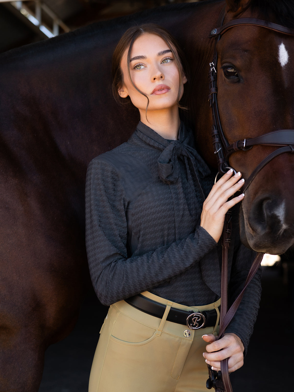 Delilah LS Bow Mesh Top Thunderstorm Grey