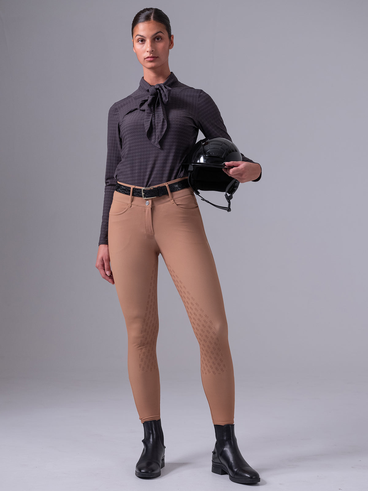 Delilah LS Bow Mesh Top Thunderstorm Grey