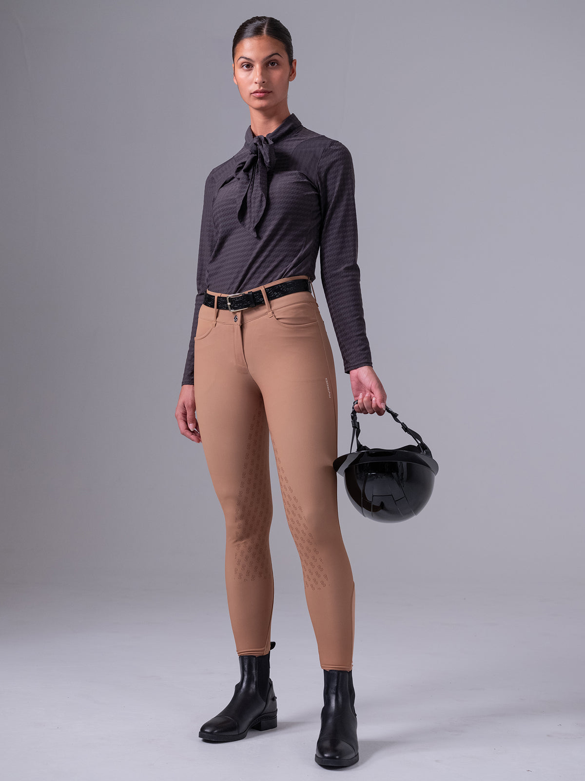 Delilah LS Bow Mesh Top Thunderstorm Grey