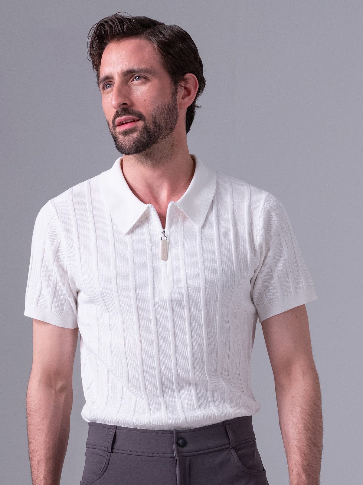 John S/S Knitted Polo Off white