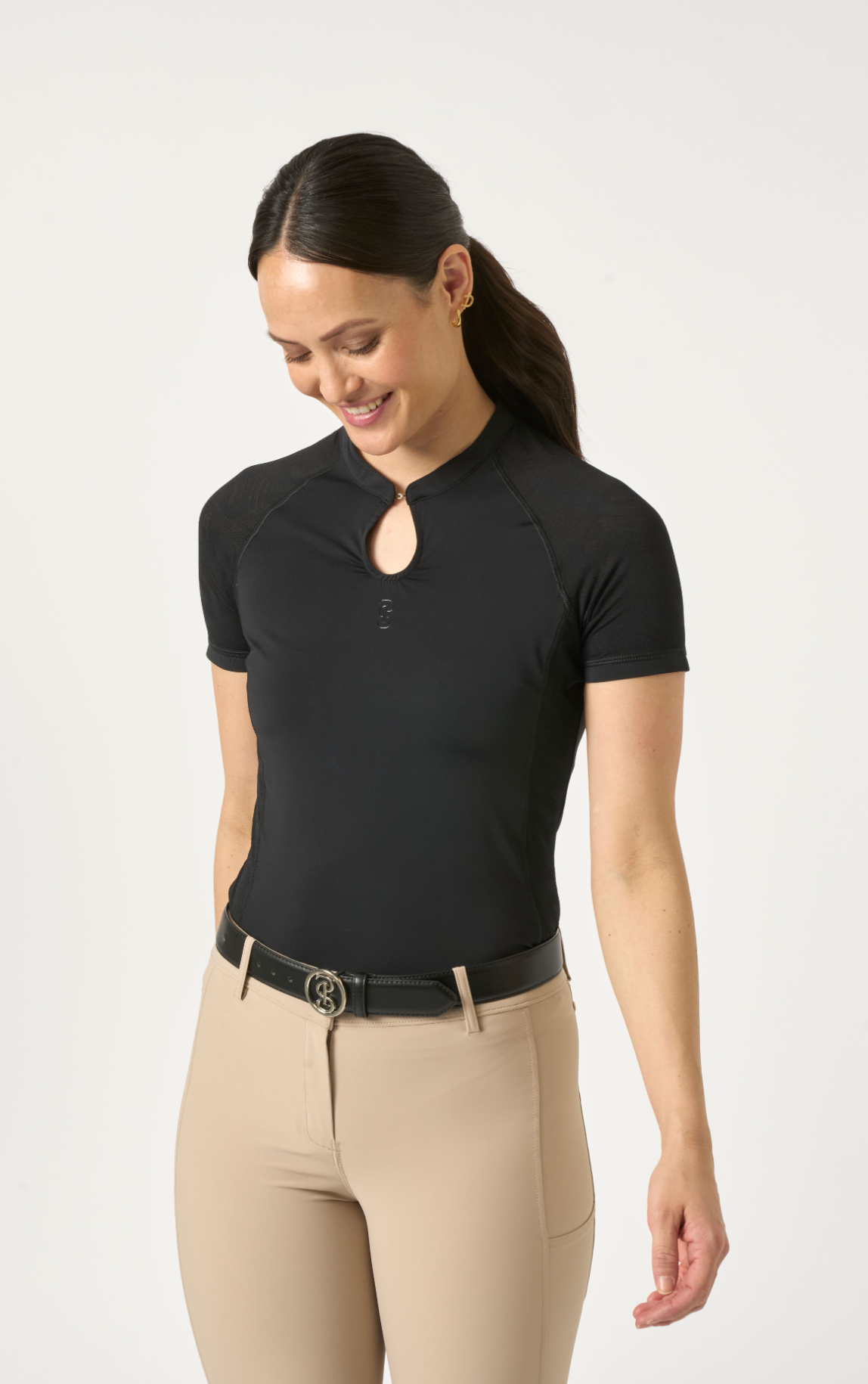 Daisy Leather Buckle Belt Black