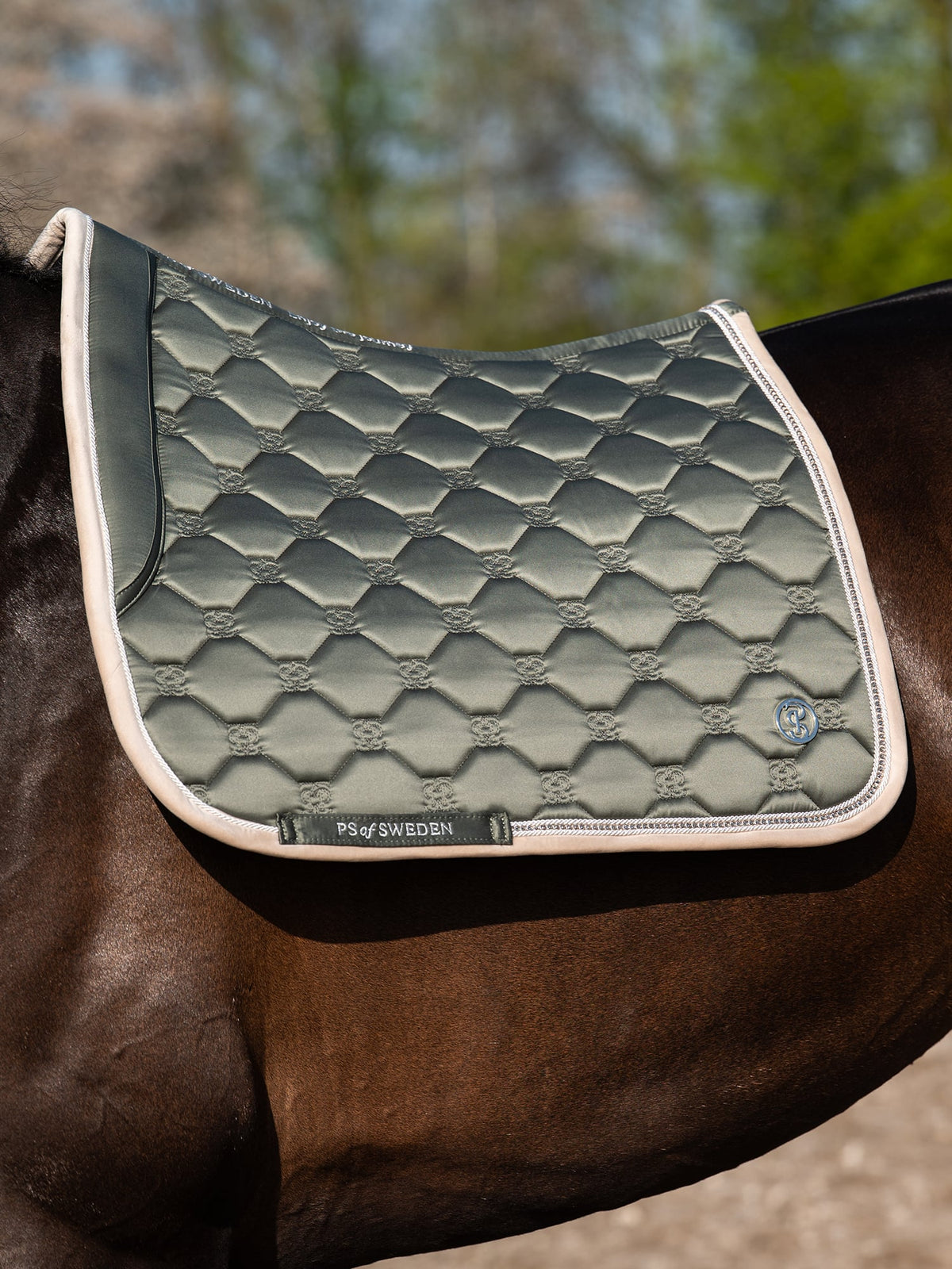 Vintage Monogram Dressage Saddle Pad Mist Green
