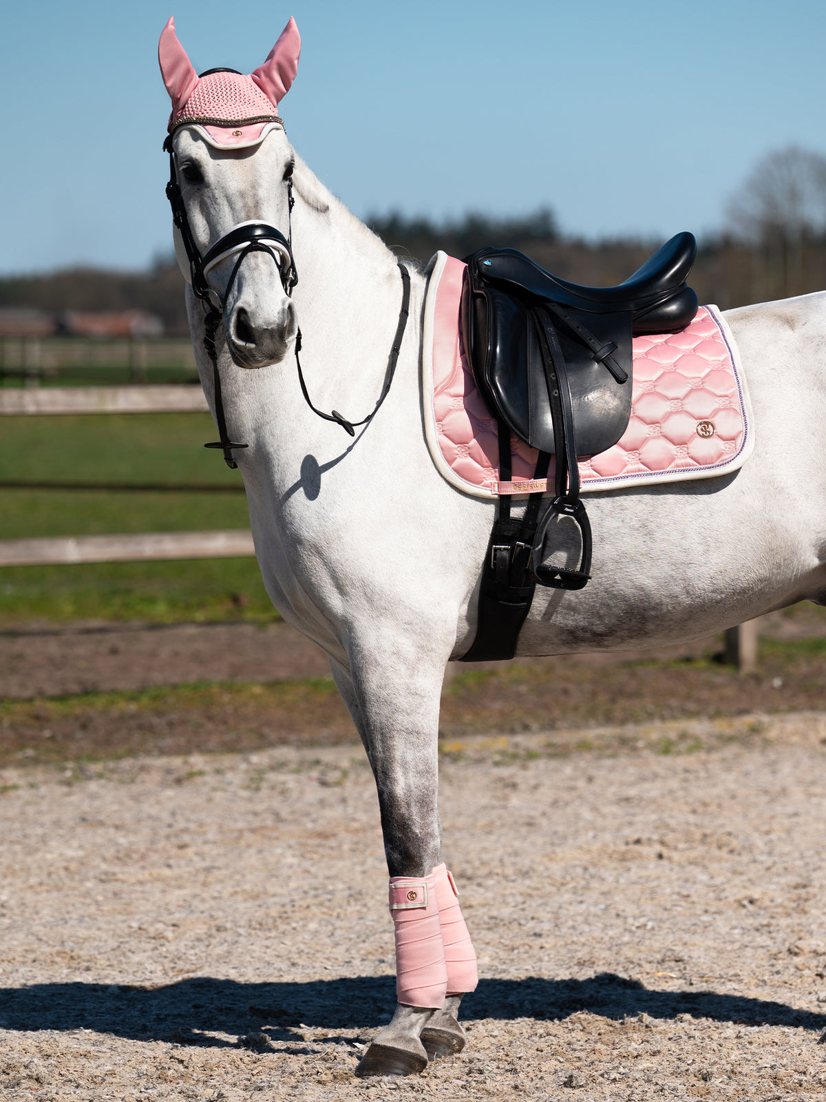 Vintage Monogram Dressage Saddle Pad Hortensia pink