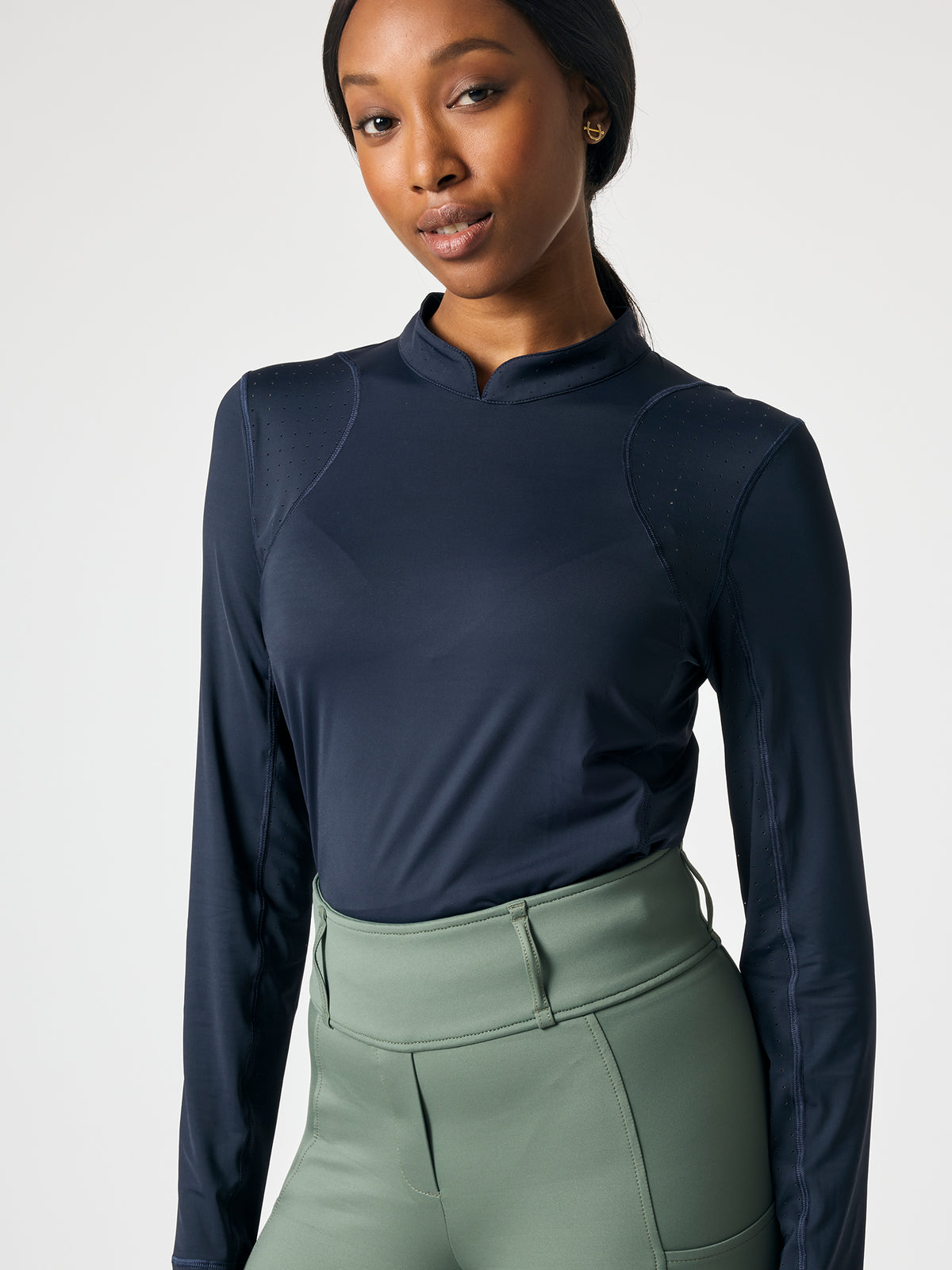 Claire LS Airflow Top Navy