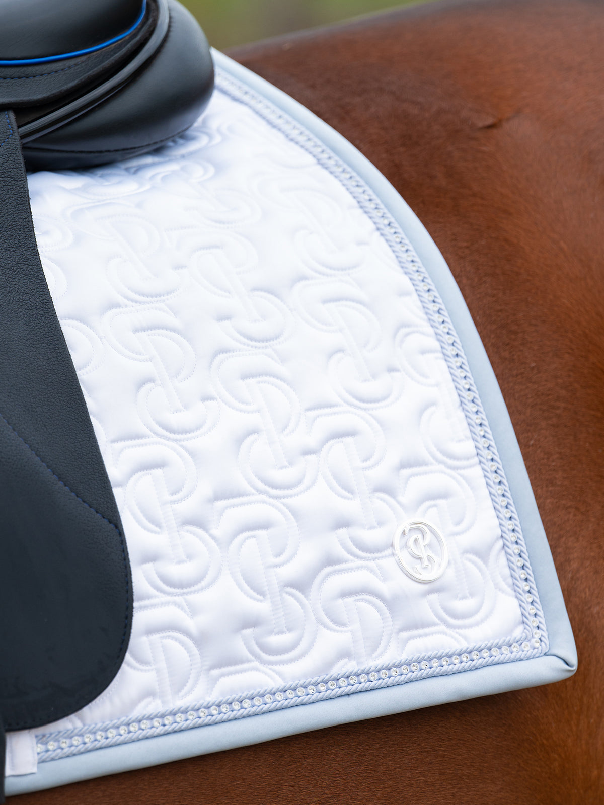 Crystal Satin Dressage Saddle Pad White