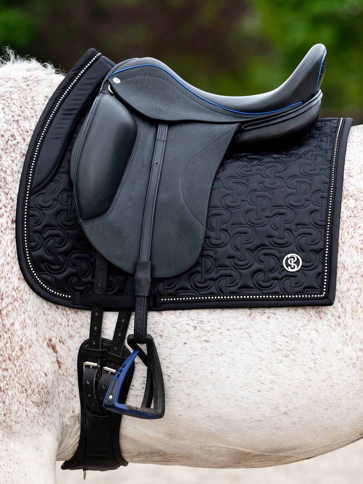 Crystal Satin Dressage Saddle Pad Black
