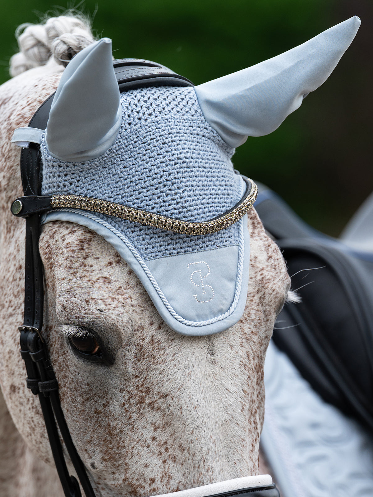 Crystal Satin Ear Bonnet - Blue Whisper