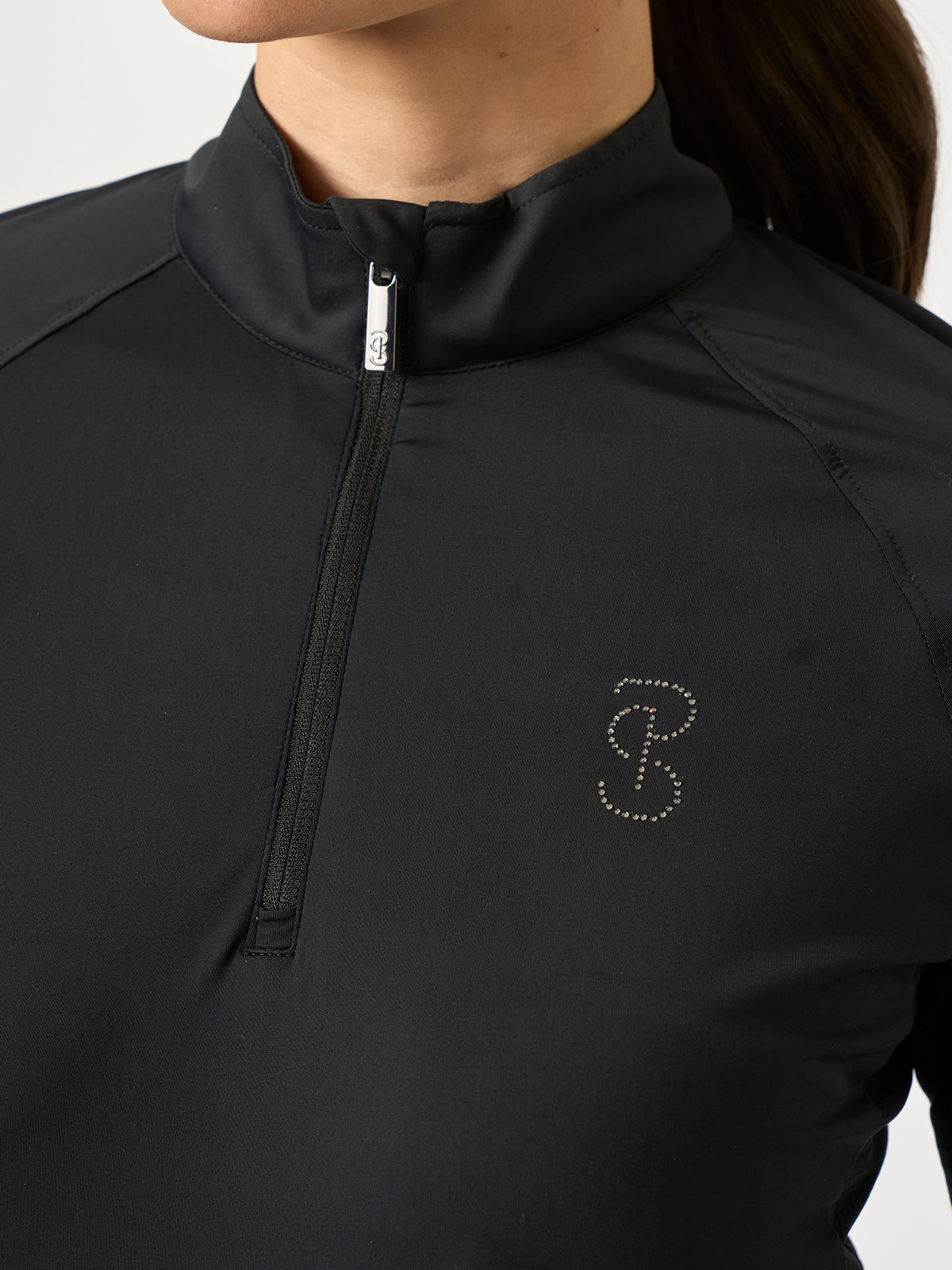 Evelina LS Crystal Logo Top Black