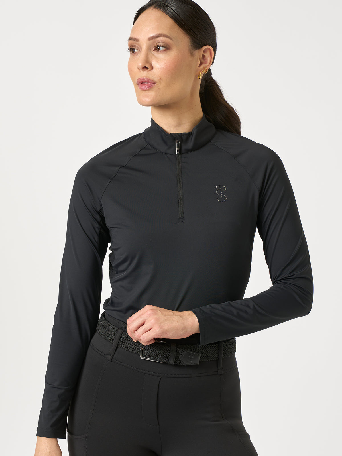 Evelina LS Crystal Logo Top Black