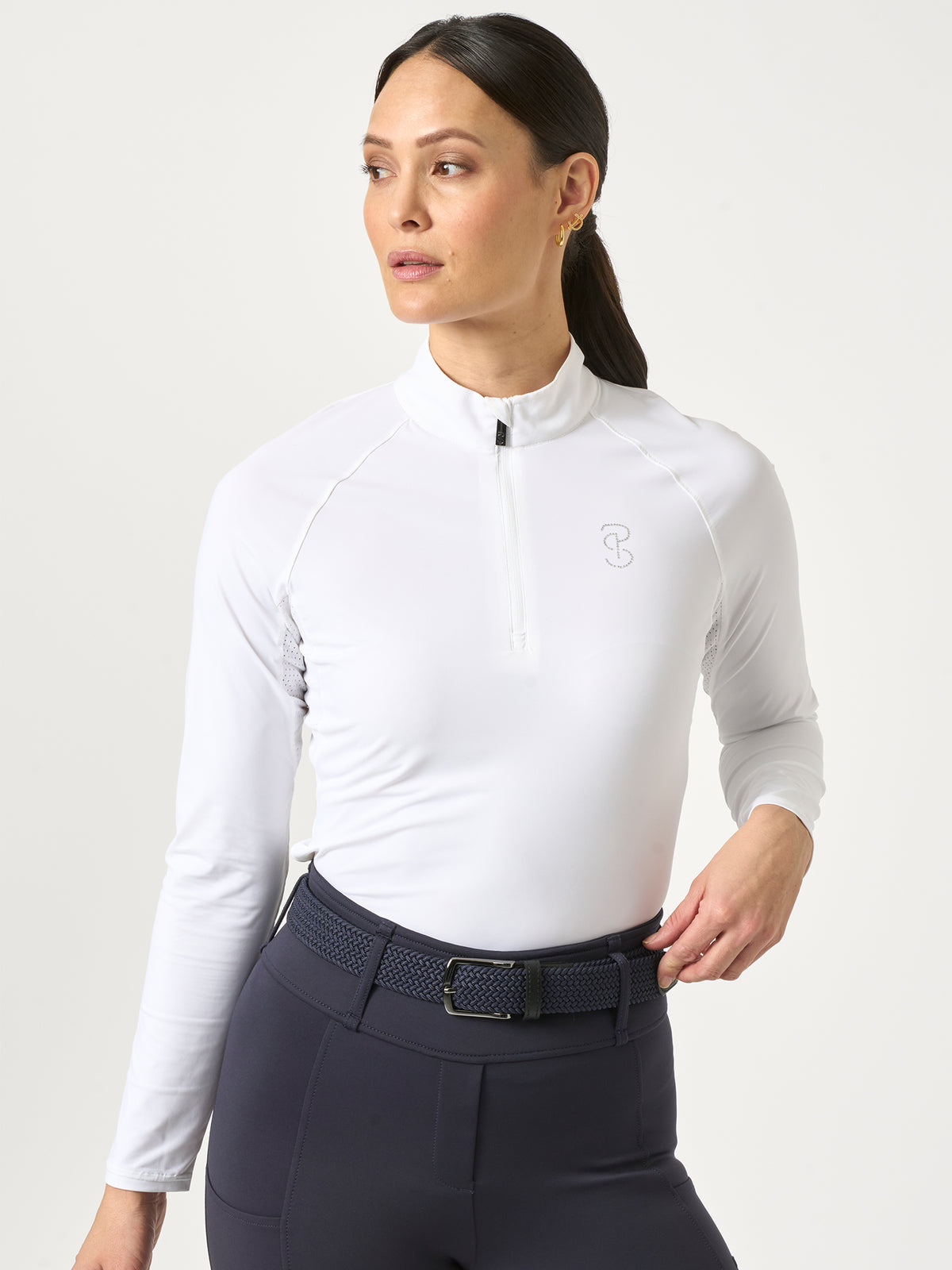 Evelina LS Crystal Logo Top White