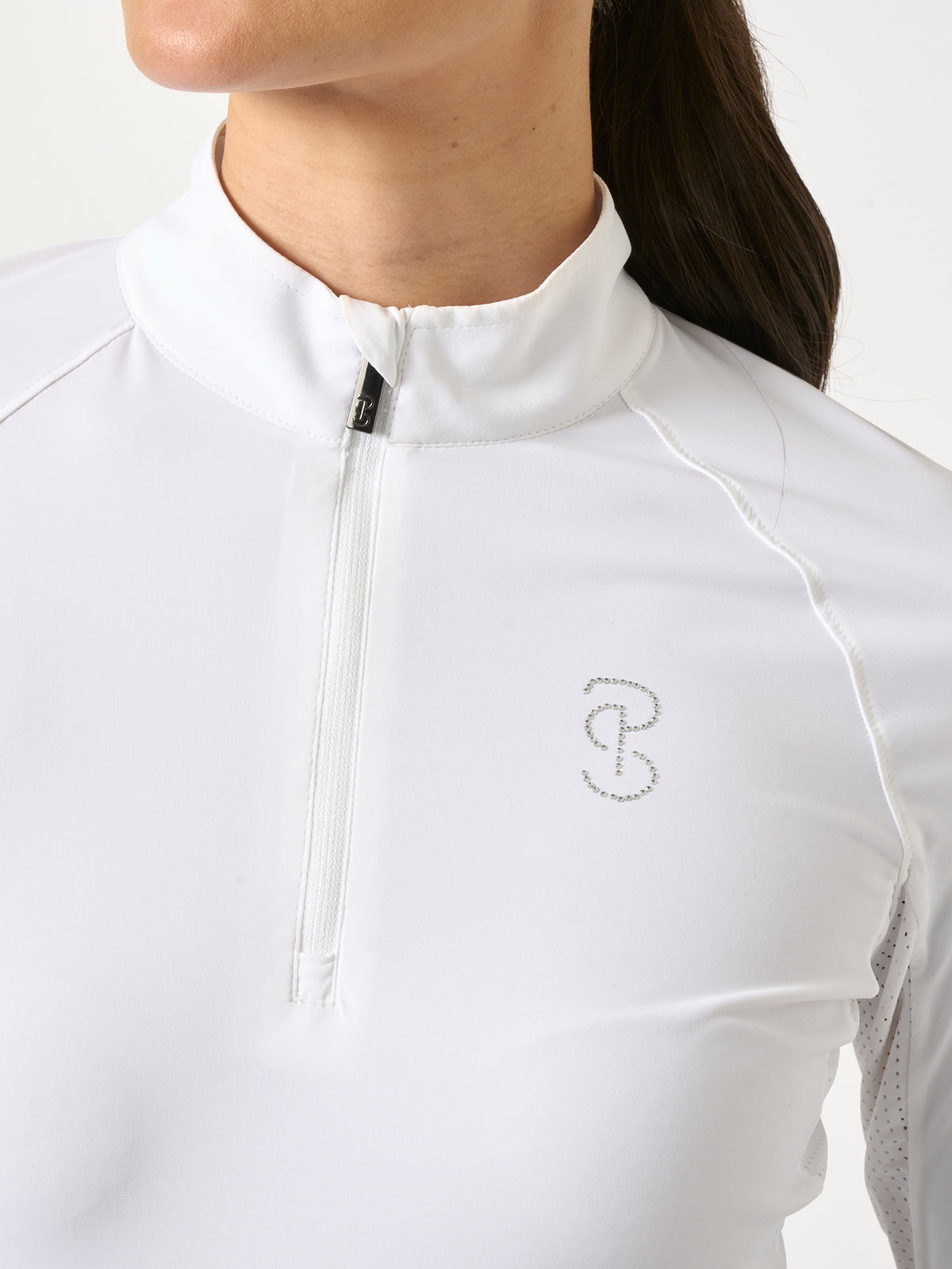 Evelina LS Crystal Logo Top - White