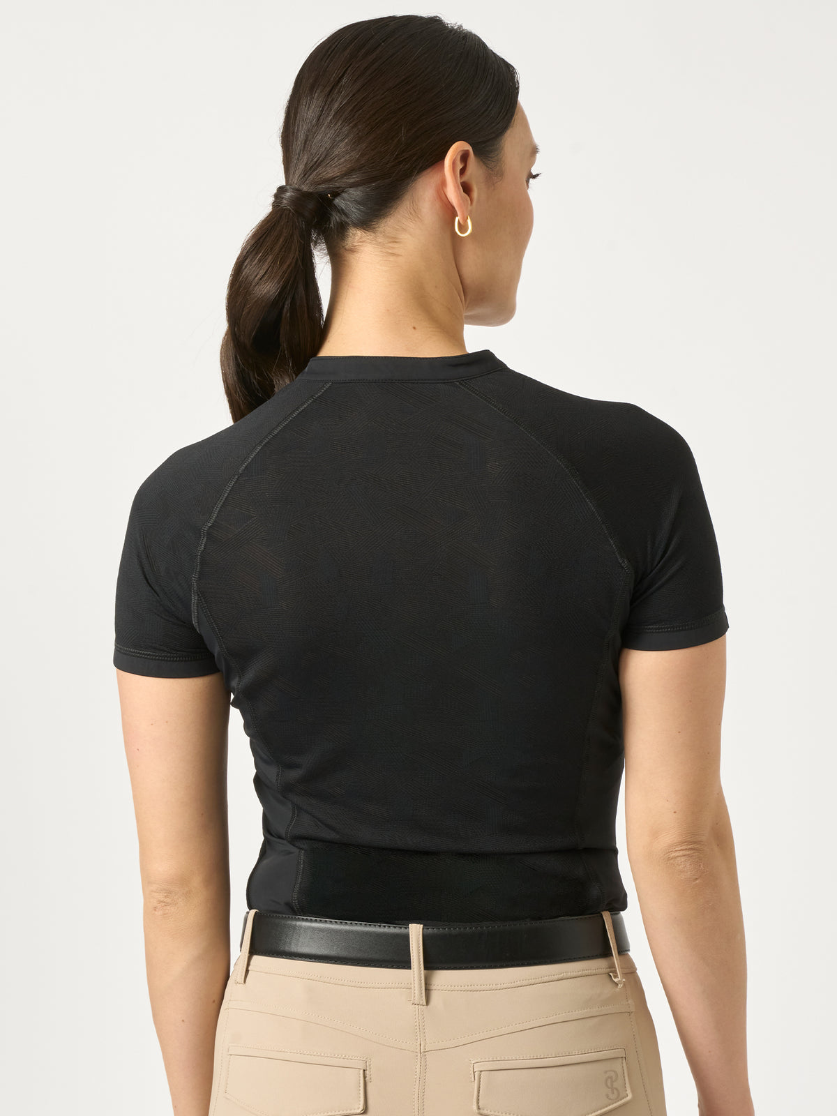 Selena SS Mesh Paneled Top Black