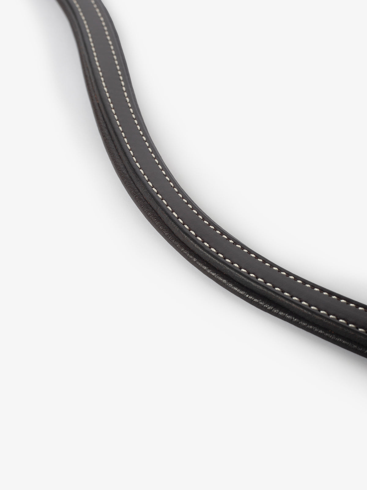 Browband U-Shape White Stitching Silver - Brown Leather