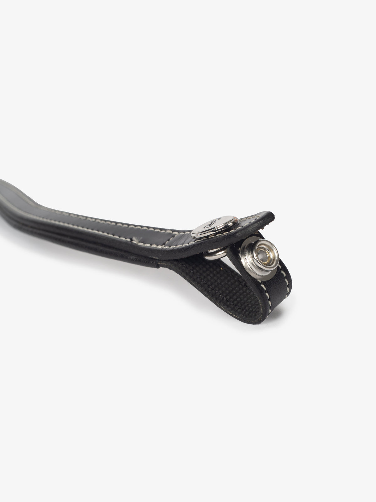 Browband U-Shape White Stitching Silver Black Leather