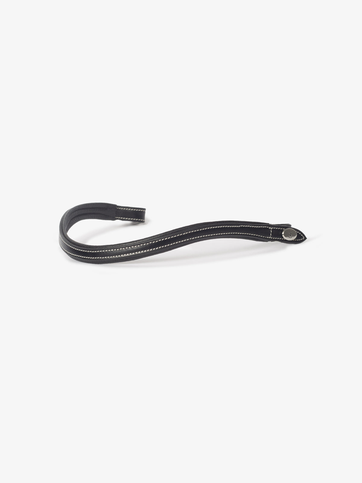Browband U-Shape White Stitching Silver Black Leather