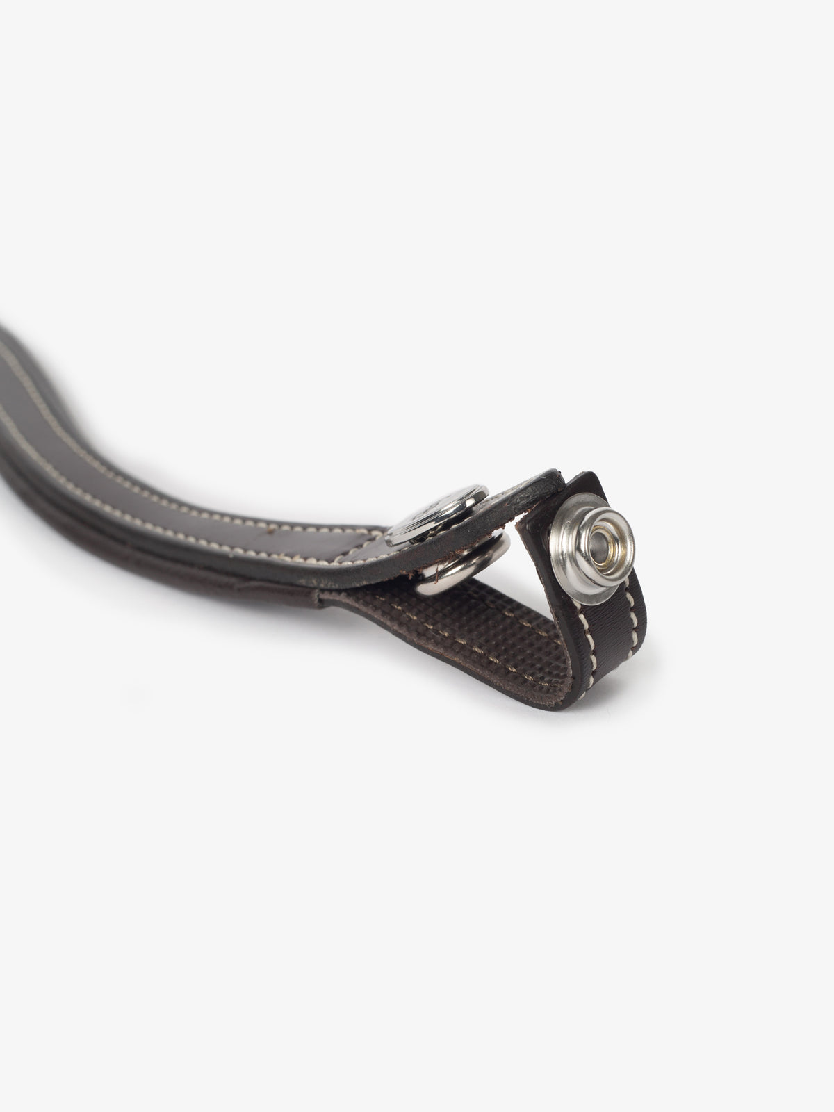 Browband U-Shape White Stitching Silver Brown Leather