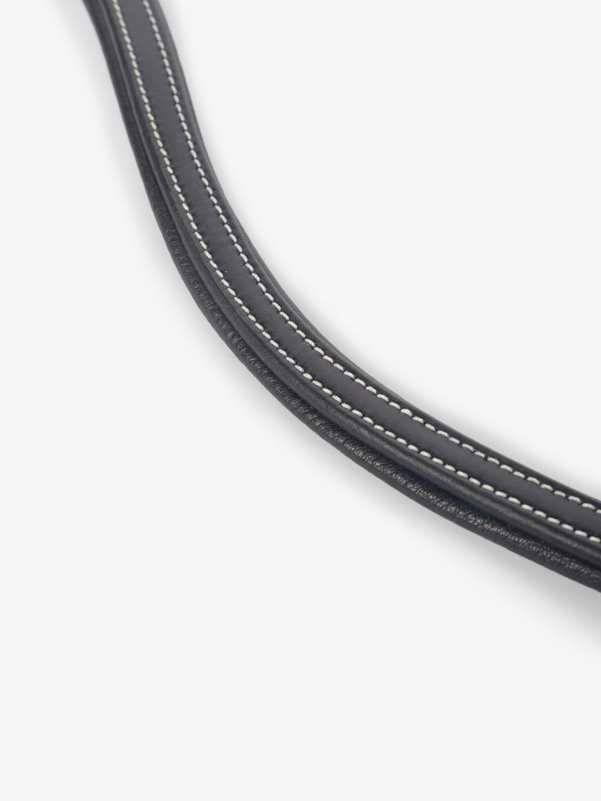 Browband U-Shape White Stitching Silver Black Leather