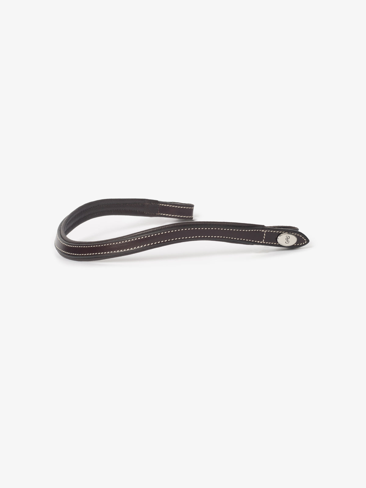 Browband U-Shape White Stitching Silver Brown Leather