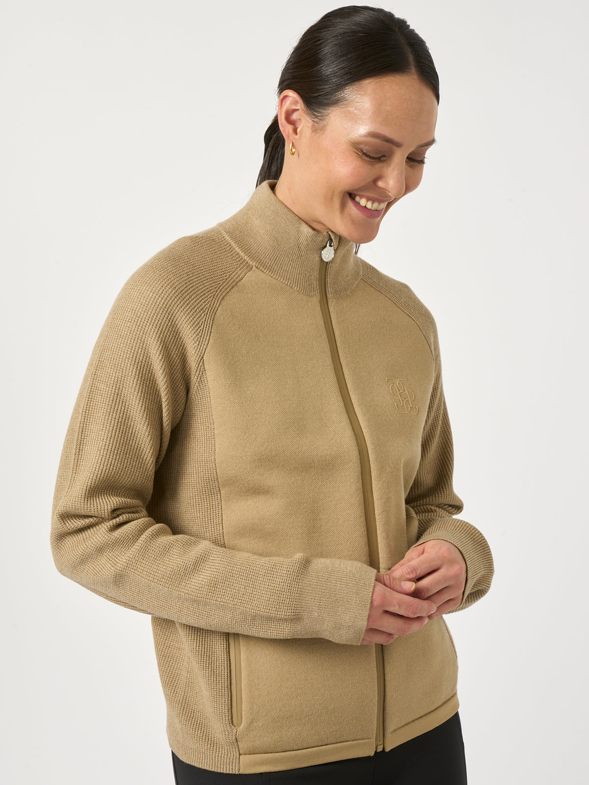 Florence Knitted Full Zip Desert Beige