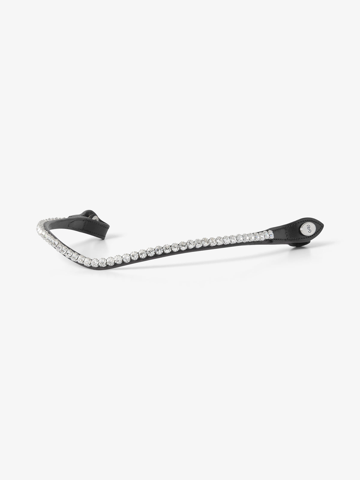 Browband Slim Crystal White - Black Leather