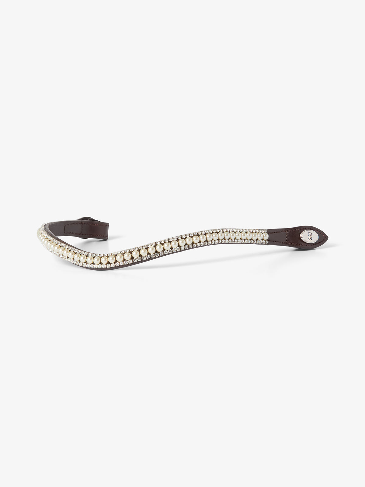 Browband Classic Pearl Ivory - Brown Leather