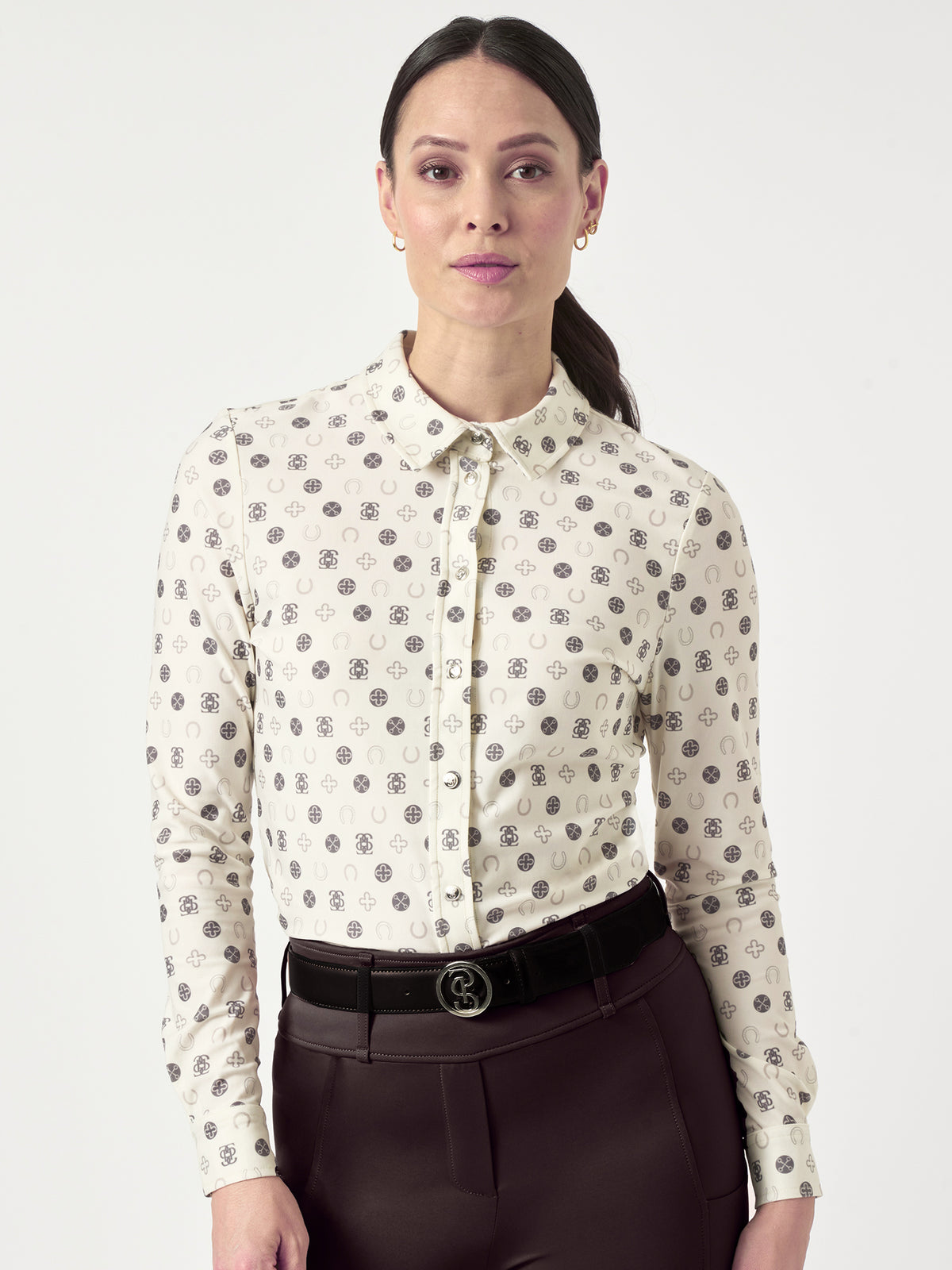 Valerie Printed LS Shirt - Off white Monogram