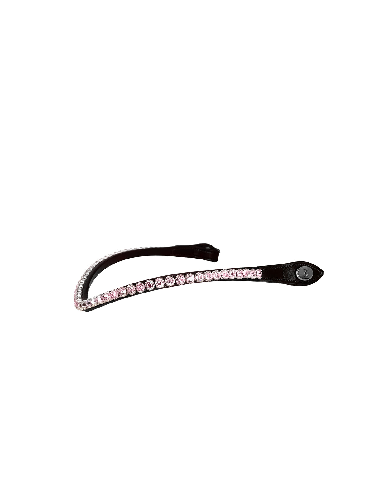 Browband Slim Hortensia Pink Black Leather