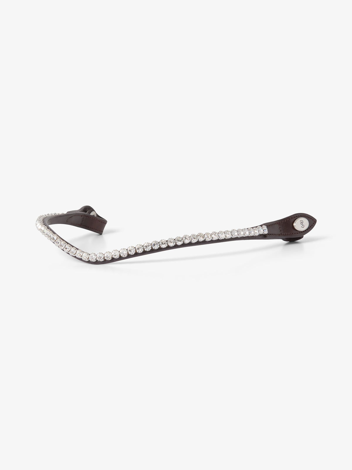 Browband Slim Crystal Brown Leather