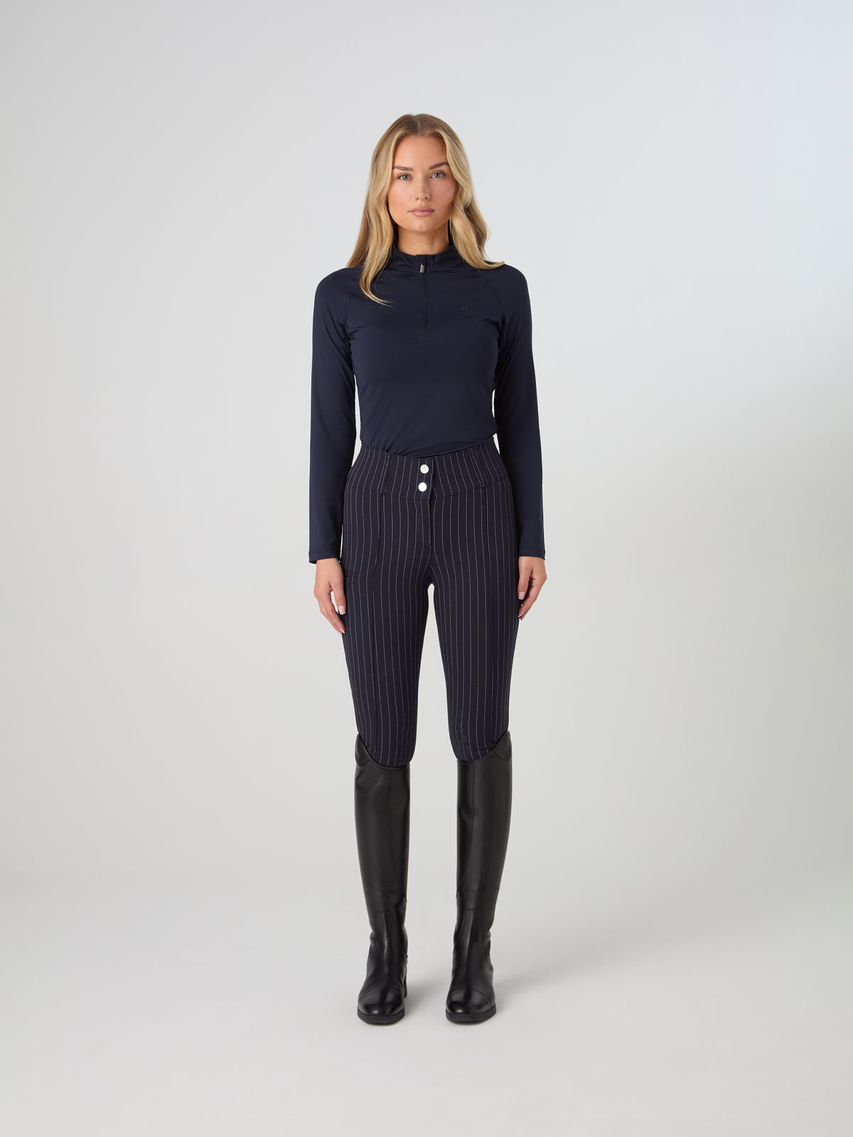 Penny Pinstripe Knee Grip Breeches - Navy
