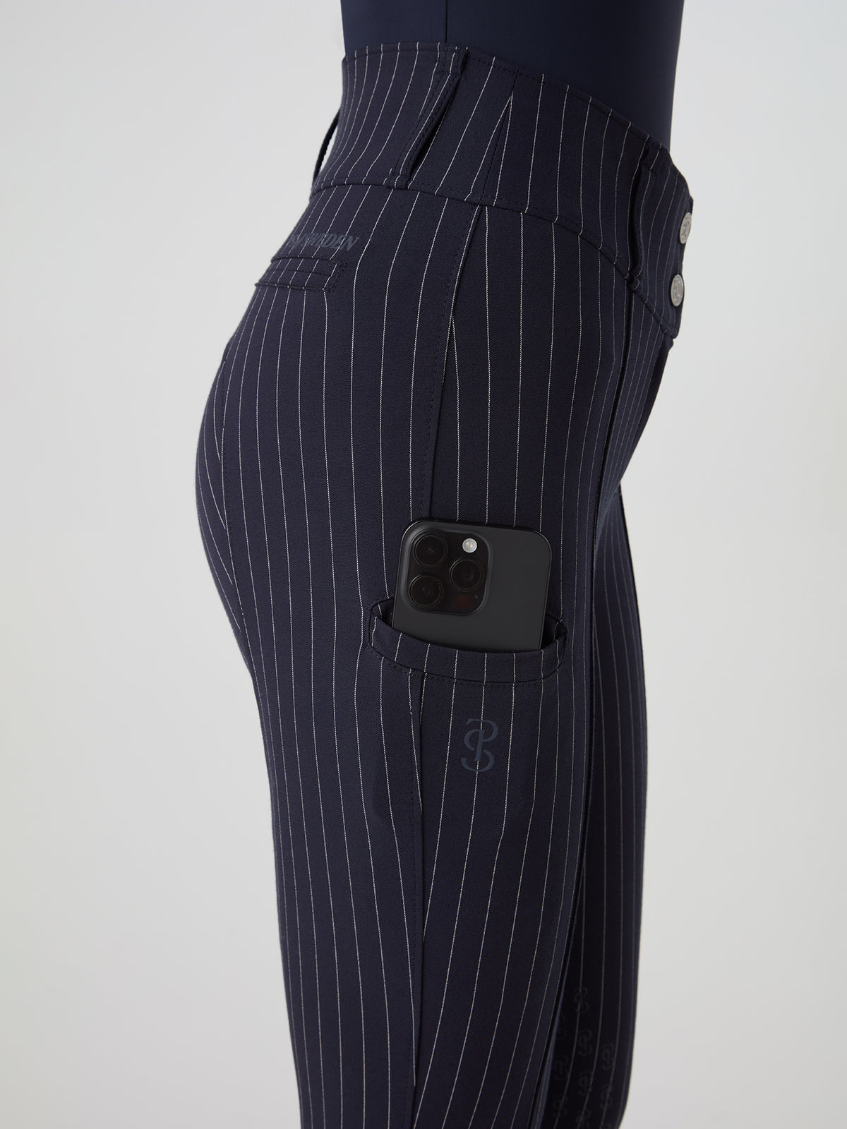 Penny Pinstripe Knee Grip Breeches - Navy
