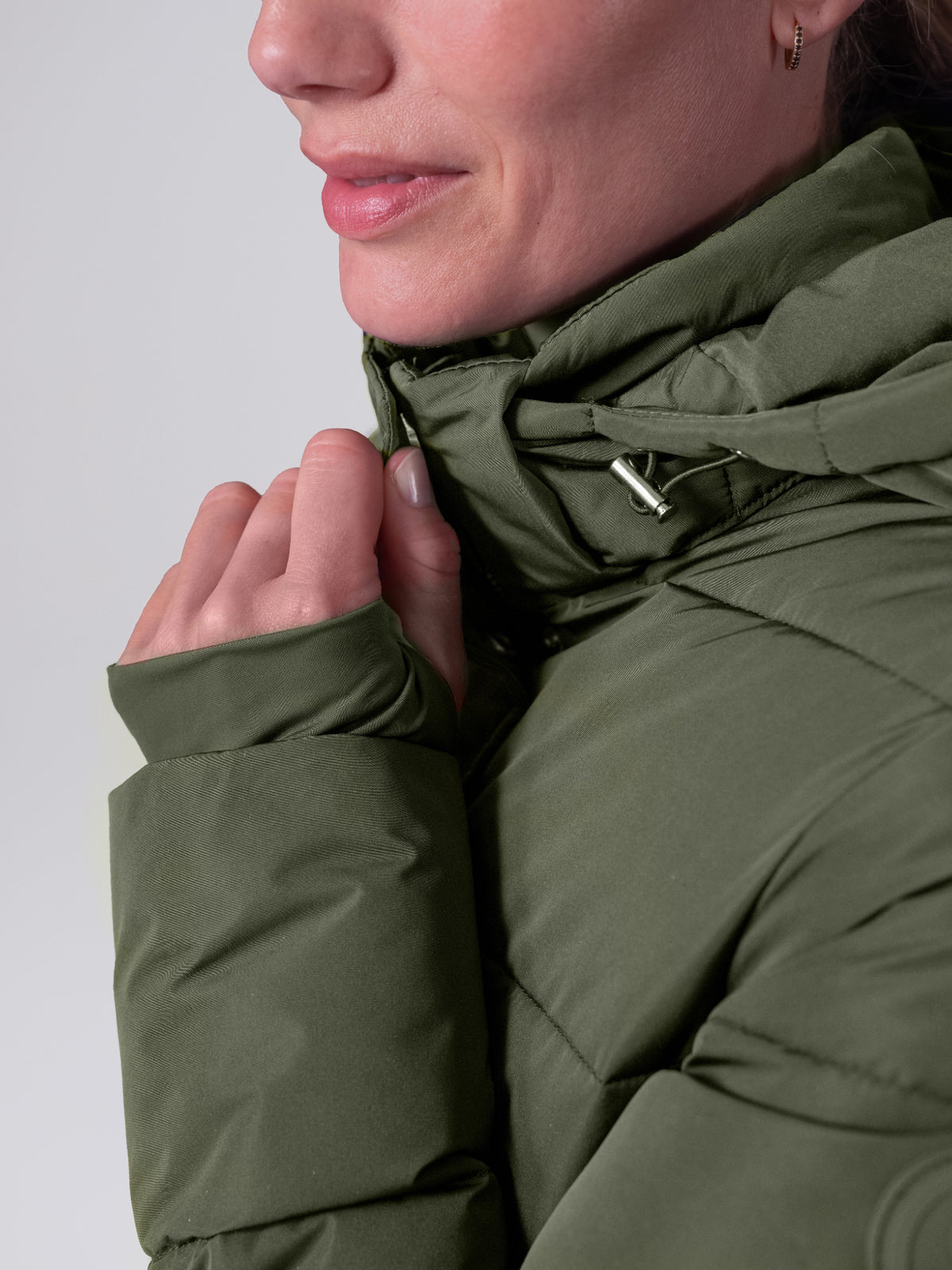 Diane Detachable Puffer Coat - Seaweed green